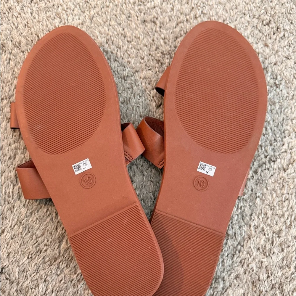 American Eagle Outfitters Brown T-Strap Slide Sandals
